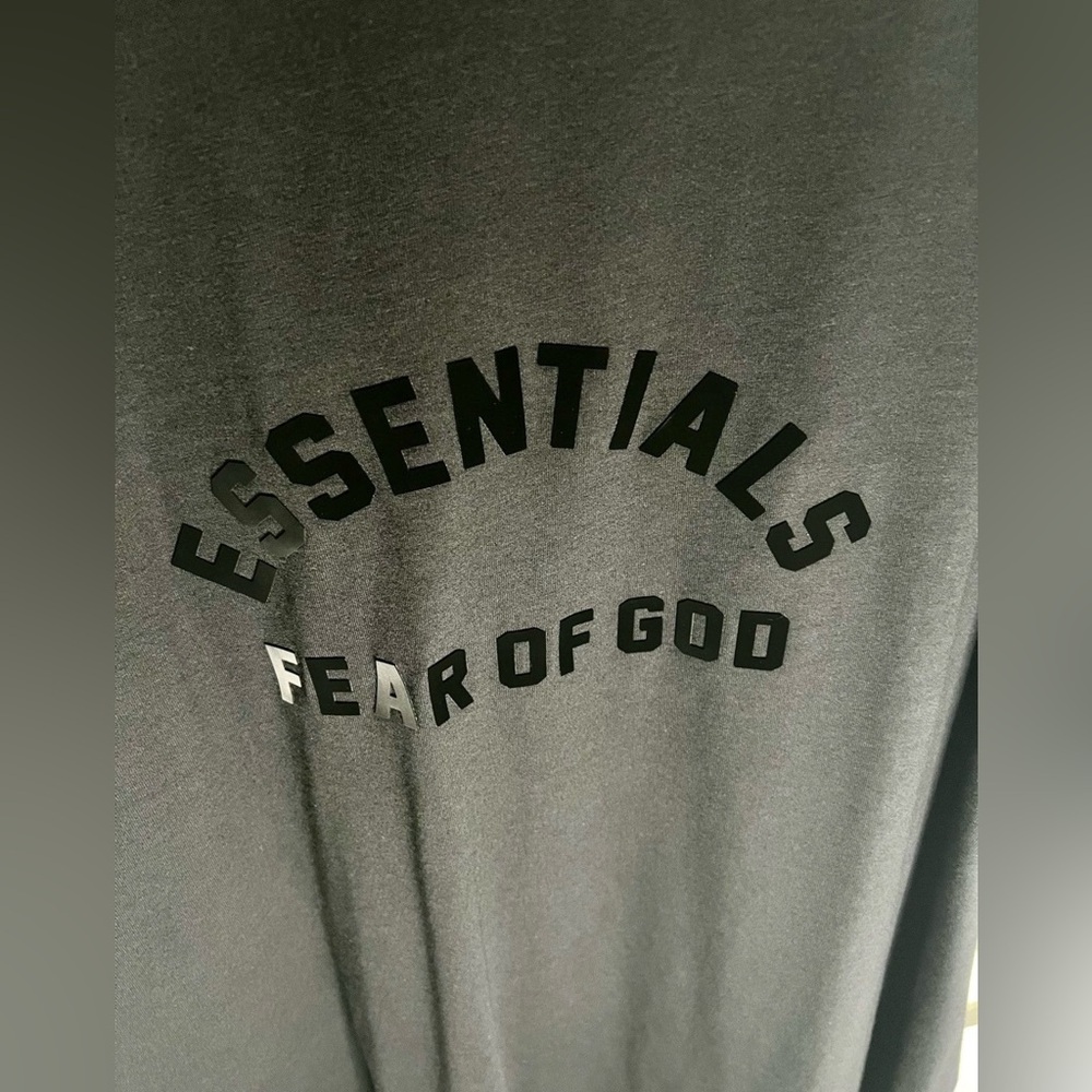 FEAR OF GOD ESSENTIALS HEAVY JERSEY CREWNECK T-SHIRT - JET BLACK